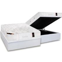 Cama Box Baú Casal: Colchão Molas Castor Pocket Kingdom Skin + Base CRC Courano White(138x188)