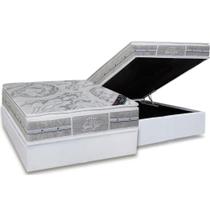 Cama Box Baú Casal: Colchão Molas Castor Pocket Super Luxo Látex SLX + Base CRC Suede Gray(138x188)
