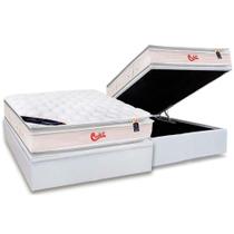 Cama Box Baú Casal: Colchão Molas Castor Pocket Viategel SLX Double Face + Base CRC Courano White(138x188)