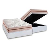 Cama Box Baú Casal: Colchão Molas Ensacadas Anjos MasterPocket Classic + Base CRC Courano White(138x188)