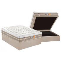 Cama Box Baú Casal: Colchão Molas Ensacadas Castor Pocket Silver Star Air + Base CRC Suede Clean(138x188)