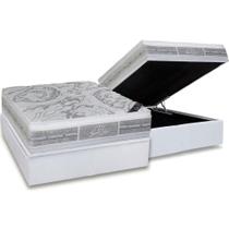 Cama Box Baú Casal: Colchão Molas Ensacadas Castor Pocket Super Luxo Látex Plush + Base CRC Courano White(138x188)