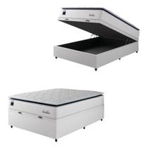 Cama Box Baú Casal Colchão Molas Ensacadas Com Pillow Sevilha 138x188x74cm Branco/cinza Hellen