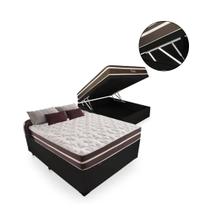 Cama Box Baú Casal Colchão Molas Ensacadas Confort New 138x188x69 Preta Cama Box Baú Casal Colchão Molas Ensacadas Confort New 138x188x69 Preta