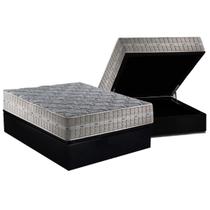 Cama Box Baú Casal: Colchão Molas Ensacadas D Angelis Anjos Royal + Base CRC Suede Black (138x188)