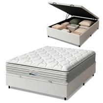 Cama Box Baú Casal Colchão Molas Ensacadas Granville Com Pillow Probel 138x188x69cm Branco