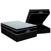Cama Box Baú Casal: Colchão Molas Ensacadas Ortobom SuperPocket Elegant + Base CRC Suede Black(138x188)