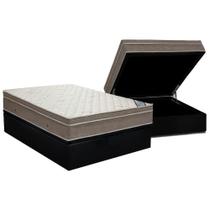 Cama Box Baú Casal: Colchão Molas Ensacadas Ortobom SuperPocket Light Saúde + Base CRC Suede Black(138x188)