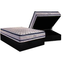 Cama Box Baú Casal: Colchão Molas Ensacadas Paropas Blue + Base CRC Black (138x188)