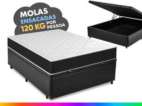Cama Box Baú Casal + Colchão Molas Ensacadas Pergola Europillow 138x188x67cm