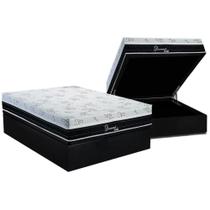 Cama Box Baú Casal: Colchão Molas Ensacadas Polar Superlastic Diamond + Base CRC Suede Black (138x188)