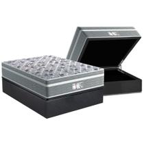 Cama Box Baú Casal: Colchão Molas Ensacadas Probel MasterPocket ProDormir Evolution + Base CRC Suede Gray(138x188)