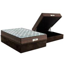 Cama Box Baú Casal: Colchão Molas Ensacadas Probel MasterPocket ProDormir Pallace + Base CRC Suede Brown(138x188)