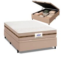 Cama Box Baú Casal Colchão Molas Flora Bege 138x188x61cm Marrom Cama Box Baú Casal Colchão Molas Flora Bege 138x188x61cm Marrom