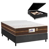 Cama Box Baú Casal Colchão Molas Flora Gazin + Box Sintético 52x138x188 Cama Box Baú Casal Colchão Molas Flora Gazin + Box Sintético 52x138x188