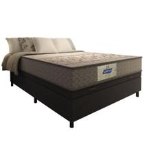 Cama Box Baú Casal Colchão Molas Flora Gazin Cinza/branco 138x188x63cm Até 110 Kg