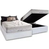 Cama Box Baú Casal: Colchão Molas Herval Maxspring American + Base CRC Courano White(138x188)