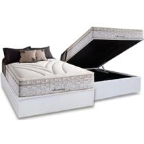 Cama Box Baú Casal: Colchão Molas Herval Maxspring American + Base CRC Courano White(138x188)