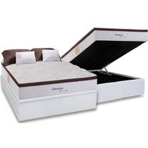 Cama Box Baú Casal: Colchão Molas Herval Maxspring Edimburgo + Base CRC Courano White(138x188)
