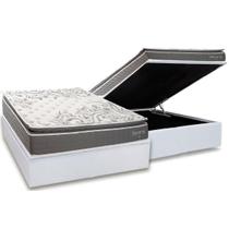 Cama Box Baú Casal + Colchão Molas Kappesberg Ensacadas Serene + Base CRC Courano White