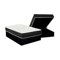 Cama Box Baú Casal: Colchão Molas Luckspuma Bonnel Eagle New + Base CRC Suede Black(138x188)