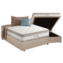 Cama Box Baú Casal: Colchão Molas MasterPocket Ensacadas Anjos King Best Clean + Base CRC Suede Clean(138x188)
