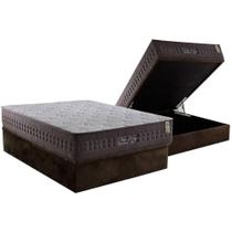 Cama Box Baú Casal: Colchão Molas MasterPocket Ensacadas D Angelis Anjos New King Brown + Base CRC Suede Brown (138x188)
