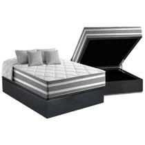 Cama Box Baú Casal: Colchão Molas MasterPocket Ensacadas D Angelis Anjos Superlastic Duo Sono + Base CRC Suede Gray (138x188)