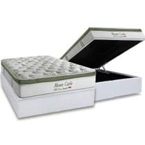 Cama Box Baú Casal: Colchão Molas MasterPocket Ensacadas Herval Monte Carlo Visco + Base CRC Linhão White (138x188)