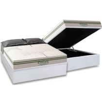 Cama Box Baú Casal: Colchão Molas MasterPocket Ensacadas Paropas Coliseu + Base CRC Suede White (138x188)