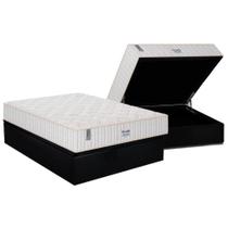 Cama Box Baú Casal: Colchão Molas MasterPocket Ensacadas Plumatex Miami + Base CRC Suede Black(138x188)