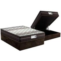 Cama Box Baú Casal: Colchão Molas MasterPocket Ensacadas Probel Prolastic ProDormir Palace + Base CRC Suede Brown (138x188)