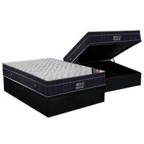 Cama Box Baú Casal: Colchão Molas Ortobom Nanolastic Airtech Progressive + Base CRC Suede Black(138x188)