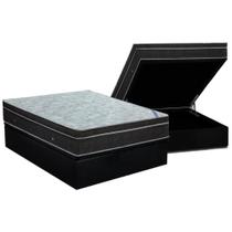 Cama Box Baú Casal: Colchão Molas Ortobom Nanolastic Light + Base CRC Courano Black(138x188)