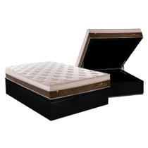 Cama Box Baú Casal: Colchão Molas Plumatex MasterPocket Ensacadas Personalle + Base CRC Suede Black(138x188)