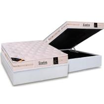 Cama Box Baú Casal: Colchão Molas Pocket Ensacadas Castor Kingdom Aloe Vera + Base CRC Courano White (138x188)