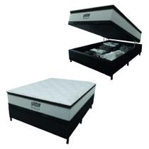 Cama Box Baú Casal Colchão Molas Pocket Ensacadas Tower 138x188x75cm Branco/Preto Gazin - Suporta até 120kg por Pessoa Cama Box Baú Casal Colchão Molas Pocket Ensacadas Tower 138x188x75cm Branco/Preto Gazin - Suporta até 120kg por Pessoa