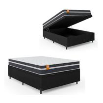 Cama Box Baú Casal Colchão Molas Qatar 138x188x63cm Branco / Preto - Suporta até 200Kg Por Pessoa Cama Box Baú Casal Colchão Molas Qatar 138x188x63cm Branco / Preto - Suporta até 200Kg Por Pessoa