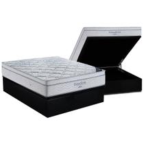 Cama Box Baú Casal: Colchão Molas SuperPocket Ensacadas Ortobom Freedom Visco + Base CRC Suede Black (138x188)