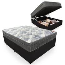 Cama Box Baú Casal + Colchão Ortobom Molas Ensacadas ISO SuperPocket 138x188x67 Preto