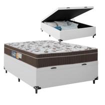 Cama Box Baú Casal + Colchão Ortopédico de Espuma Firme Orthoface Polar 138x188x25cm - Suporta Até 120kg Por Pessoa