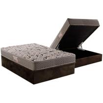 Cama Box Baú Casal: Colchão Ortopédico Herval AG65 Fort Black Firme Pillow Top + Base CRC Suede Brown(138x188)