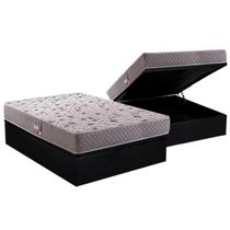 Cama Box Baú Casal: Colchão Ortopédico Herval D45 / AG65 Black Double Face + Base CRC Suede Black(138x188)