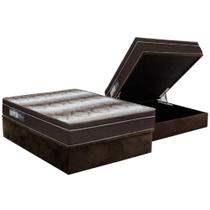 Cama Box Baú Casal: Colchão Ortopédico Ortobom Light + Base CRC Suede Brown(138x188)