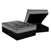 Cama Box Baú Casal: Colchão Ortopédico Paropas D28 Conforto Ultra Firme + Base CRC Suede Black (138x188)