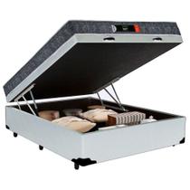 Cama Box Baú Casal + Colchão Ortopédico Resistente Pró D28 Colchões 138x188x60 Branco