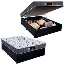 Cama Box Baú Casal + Colchão Ortopédico Resistente Pró D28 Colchões 138x188x60 Preto
