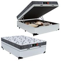 Cama Box Baú Casal + Colchão Ortopédico Resistente Pró D28 Prime Colchões 138x188x60 Branco Cama Box Baú Casal + Colchão Ortopédico Resistente Pró D28 Prime Colchões 138x188x60 Branco