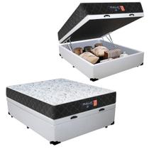 Cama Box Baú Casal + Colchão Semi Ortopédico Extra Firme Espuma D33 Colchões 138x188x72 Branco Cama Box Baú Casal + Colchão Semi Ortopédico Extra Firme Espuma D33 Colchões 138x188x72 Branco