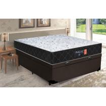 Cama Box Baú Casal + Colchão Semi Ortopédico Extra Firme Espuma D33 Colchões 138x188x72 Marrom